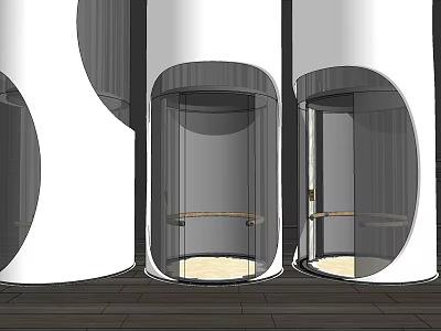 Modern Cylindrical Glass Elevator Design With Transparent Enclosure And Sleek Interior 3d model