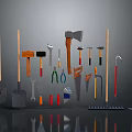 Essential Hardware Tools Collection With Hammers Wrenches Pliers Axes Shovels And Rakes