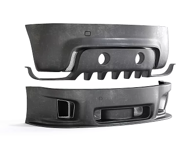 Car Front And Rear Bumpers With Black Design Mesh Grille And Holes 3d model