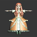 Game Movie Character With Red Hair Orange Green Dress And Outstretched Arms
