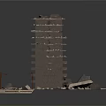 Collapsed Concrete Building Ruins With Fallen Floors Rubble And Debris 3d model
