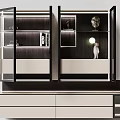 Modern TV Stand with Sleek Design Glass Door Cabinets and TV on Top