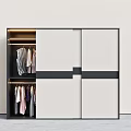 Modern Wardrobe With Sliding Doors Black White Design And Interior Hanging Storage