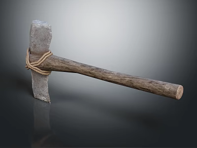 Rustic Axe With Handcrafted Wooden Handle And Natural Wood Material Design 3d model