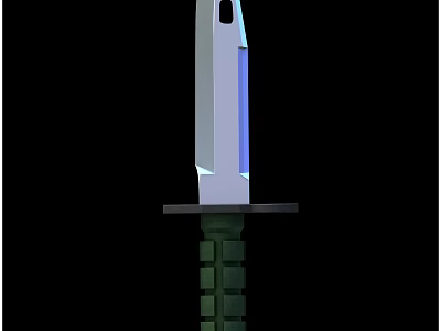 3D Model Sword With White Blade Blue Detail And Green Hilt 3d model