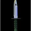 3D Model Sword With White Blade Blue Detail And Green Hilt