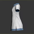 White Dress with Blue Collar Short Sleeves Blue Cuffs and Hem Buttons