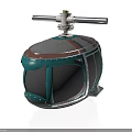 Green And Brown Cable Car Cabin With Top Bar And Metal Structure