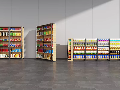 Retail Store Display Shelves With Various Products Neatly Arranged For Sale 3d model