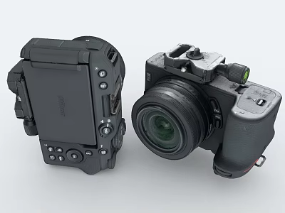 Professional Digital Camera Bodies With Lens And Control Features 3d model