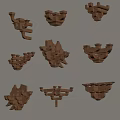 Chinese-style bucket arch mortise and tenon building components 3d model