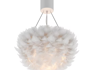 Elegant White Feather Chandelier With Modern Design And Soft Hanging Light 3d model