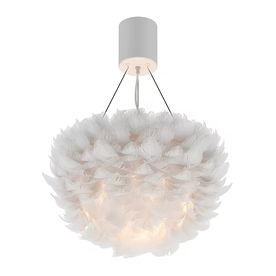 Elegant White Feather Chandelier With Modern Design And Soft Hanging Light 3d model