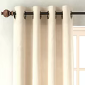 Beige Curtains With Gray Blue Green Stripes For Window Decoration