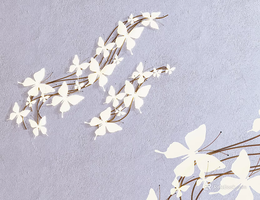 White Flower Shaped Decorative Wall Lamp Mounted on Light Gray Wall 3d model