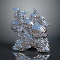 Silver Decorative Sculpture With Intricate Carvings Stable Base And Shiny Finish