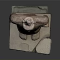 Ancient Stone Carving Sculpture of Standing Figure With Decorative Headpiece and Stone Base