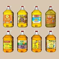Various Large Cooking Oil Bottles From Multiple Brands Displayed Together