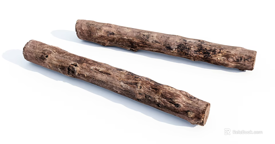 Rustic Natural Stone and Wood Logs with Rough Textured Surface for Home Decor 3d model 