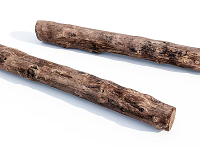 Rustic Natural Stone and Wood Logs with Rough Textured Surface for Home Decor 3d model