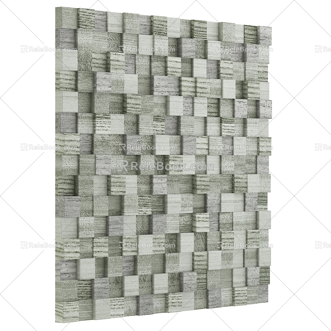 Modern background wall bump wood block 3d model