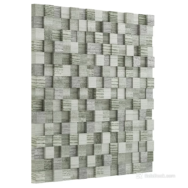 Modern Interior Design Background Wall With Gray White Stacked Stone Tile Texture 3d model 