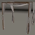 Decorative Wooden Frame Structure With White Drapes For Events Or Ceremonies