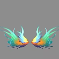 Colorful Symmetrical Wings With Vibrant Blue Green Orange Feather Design