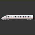 Detailed White High Speed Train Scale Model On Railway Track Display With Red Stripes