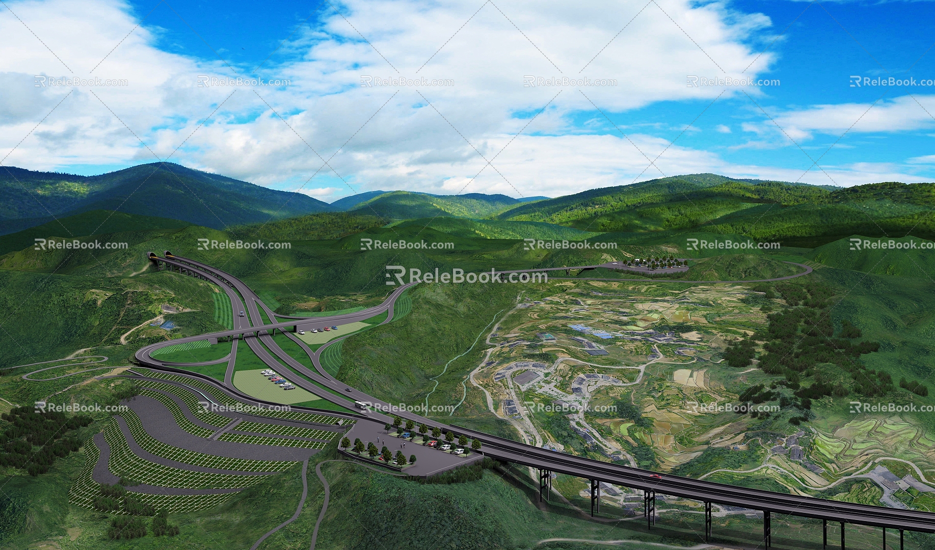 modern highway 3d model