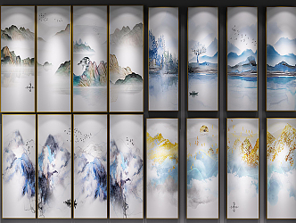 New Chinese Landscape Painting Zen Ink Hanging Painting 3d model