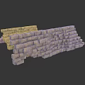 Scenic Natural Landscape Featuring Rustic Gray Stone Wall with Irregular Blocks