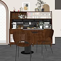 Wooden Sideboard With Storage Drawers Cabinets Coffee Machine Microwave And Decorative Items In Modern Kitchen