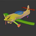 Small Airliner Model with White Body Yellow Blue Stripes FSA Lettering Propeller Wings and Tail