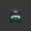 Electric Toy Race Car Purple and Green Sporty with Stickers Tommy Logo and Silver Wheels