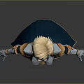 3D Fantasy Female Character With Blonde Hair Blue White Golden Armor Design