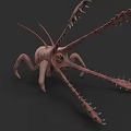 Grotesque Fantasy Creature 3D Render With Long Spiked Limbs Single Eye And Pinkish Body