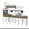 Construction Scaffolding Structure With Platforms Ladders And Metal Supports 3d model
