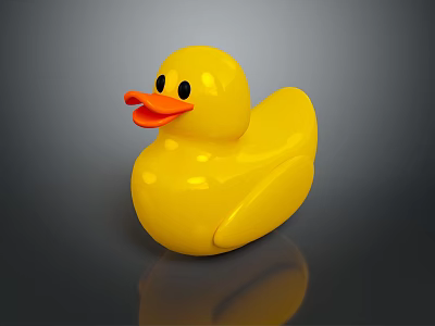 Bright Yellow Rubber Duck With Shiny Surface Orange Beak And Black Eyes 3d model