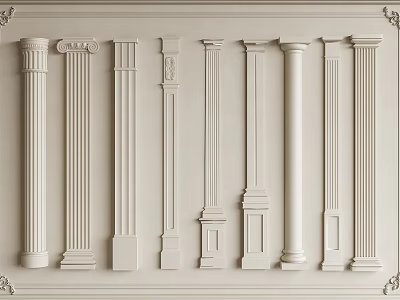 Roman Columns Collection Featuring Various Decorative Styles And Architectural Details Displayed 3d model