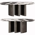 Modern Dining Table With Sleek Marble Top And Black Metal Cylindrical Legs