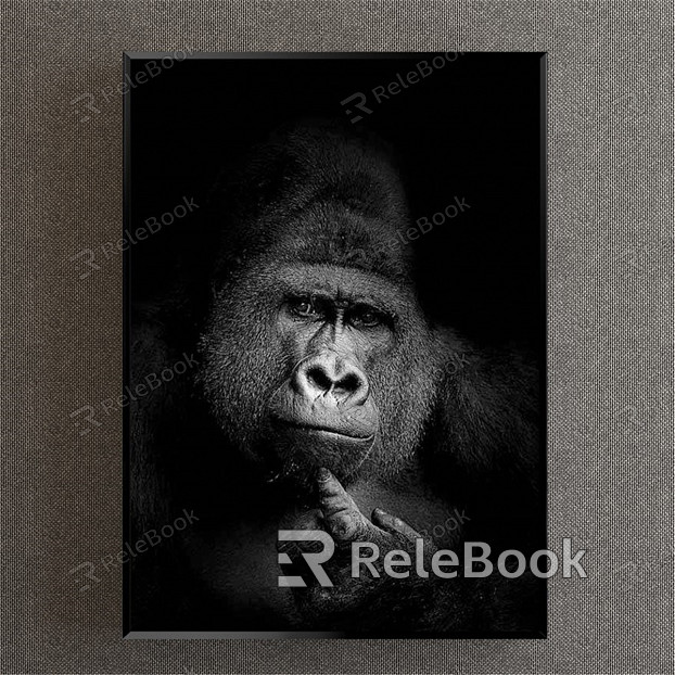 Modern Animal Painting Simple Black and White Study Animal Orangutan Decorative Painting model