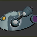 Blue Robotic Cosmic Probe With Yellow Circular Sensors And Mechanical Parts For Deep Space Exploration