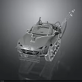 Futuristic Silver Sports Car Design With Tracked Chassis And Roof Gear