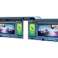 Modern Bus Station Exterior With Digital Screens And Car Advertisements
