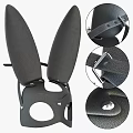 Black Rabbit Ears Headband With Leather Material And Metal Buckle Rivets