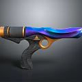 Futuristic Sci-Fi Weapon Featuring Blue Purple Gradient Gold Accents And Black Grip
