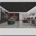 Tobacco and Liquor Store Interior With Wine Bottles Liquor Shelves And Green Ceiling Decor