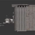 Futuristic Industrial Structure With Circular Portals Metal Platforms And Mechanical Components