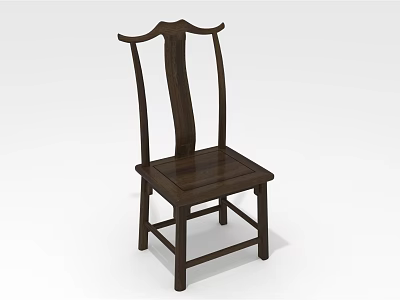 Dark Wooden Chinese Style Leisure Chair With Curved Backrest And Square Seat 3d model